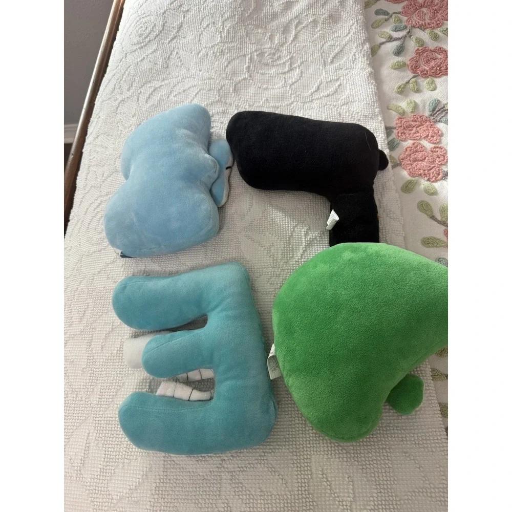 Alphabet Lore Plush Set B E F D‎ Stuffed Animal Toy Letters Blue Green Black